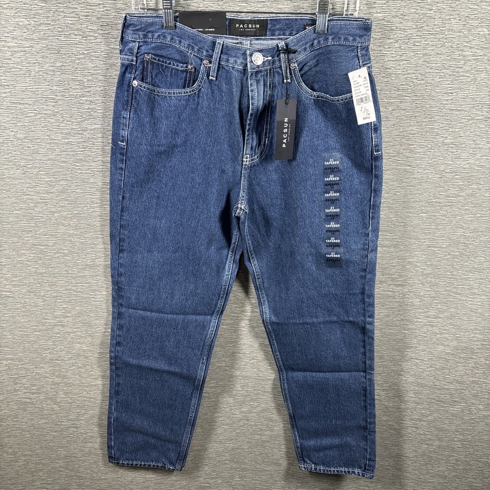 Pacsun Men's Slim Tapered Dark Indigo Blue Cotton Jeans Size 31 NEW